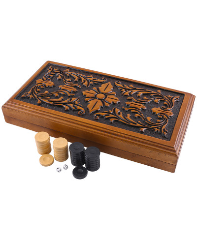 Ceviz El Oyması Ahşap Tavla